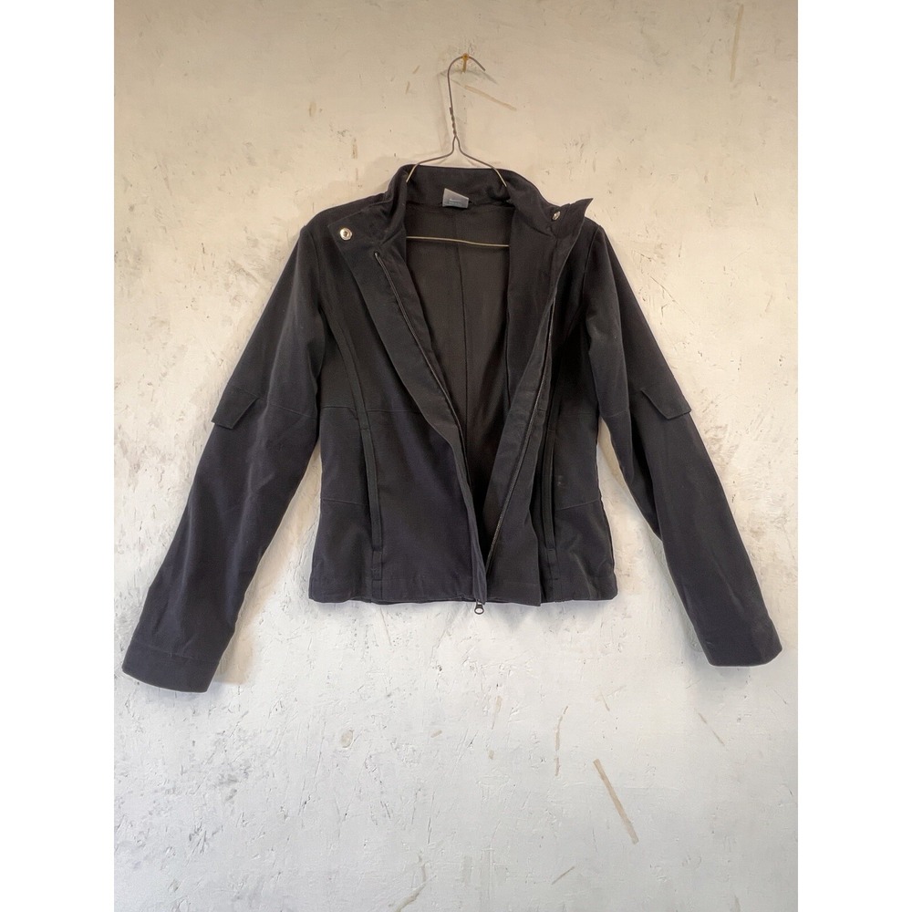 Nike Womens Black Full Zip Mock Neck Active Jacket Cargo Sleeve Pockets XS - Picture 12 of 12